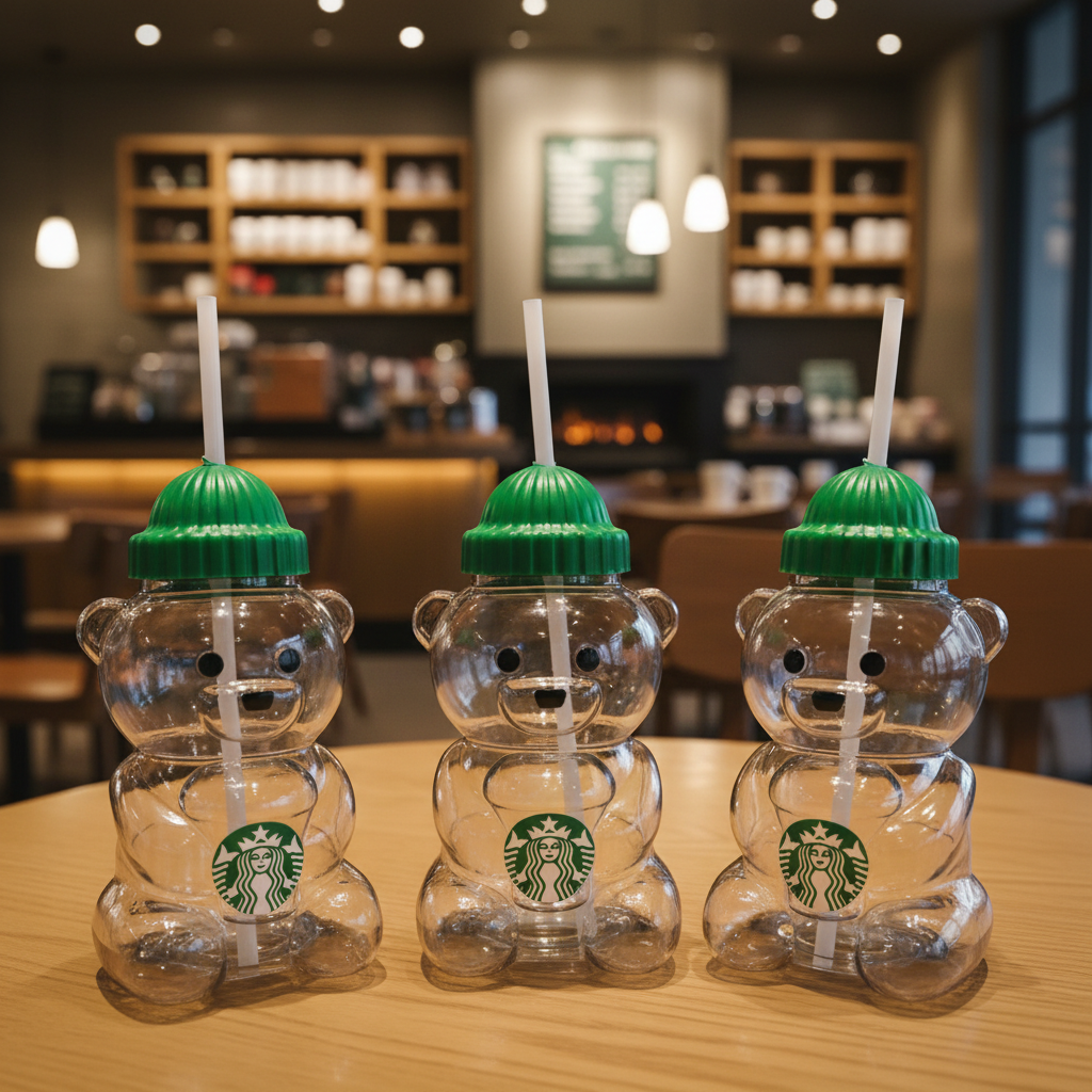 Vaso Viral Bearbucks con Popote 1L