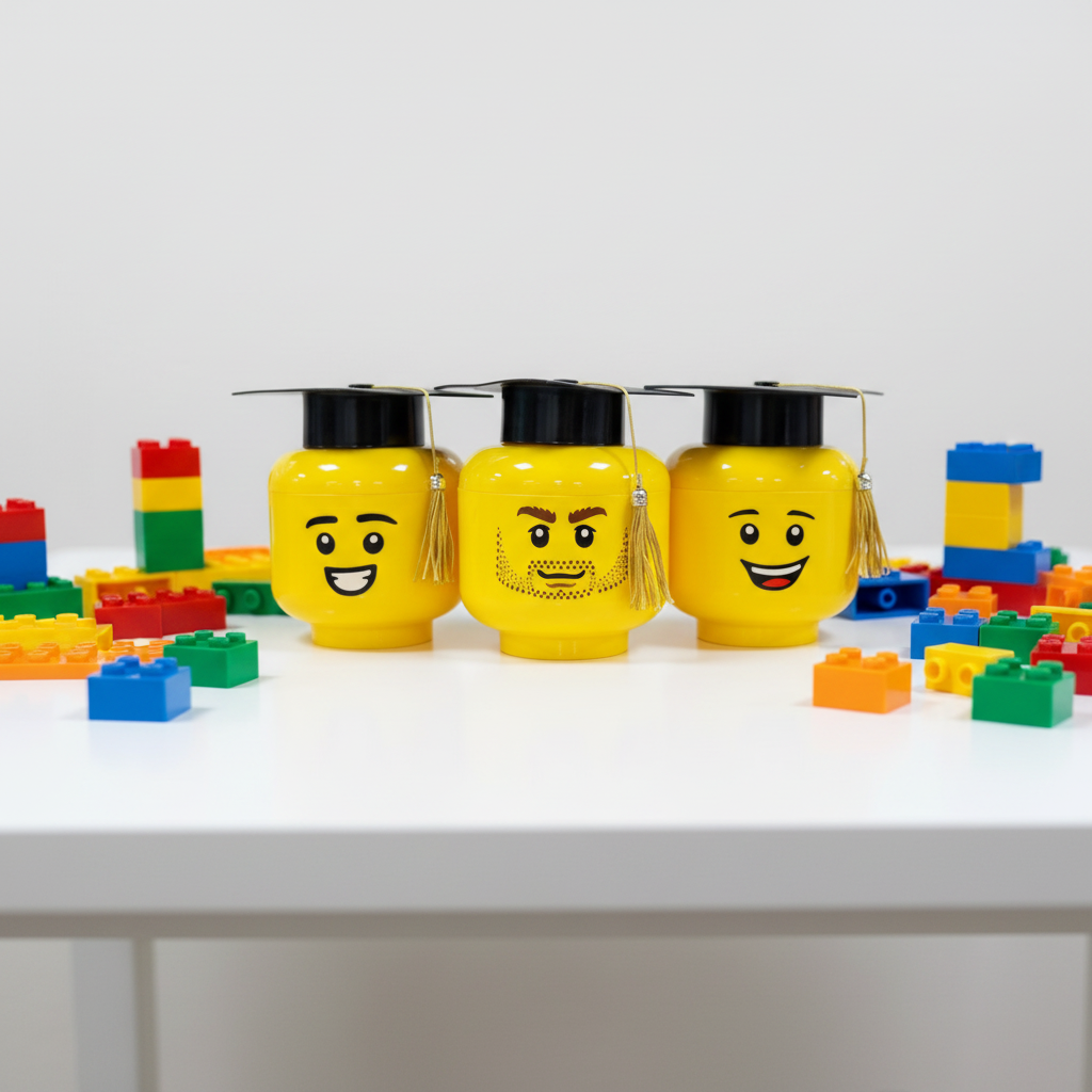 Dulcero Cabeza de Lego con Birrete Ideal para Graduaciones