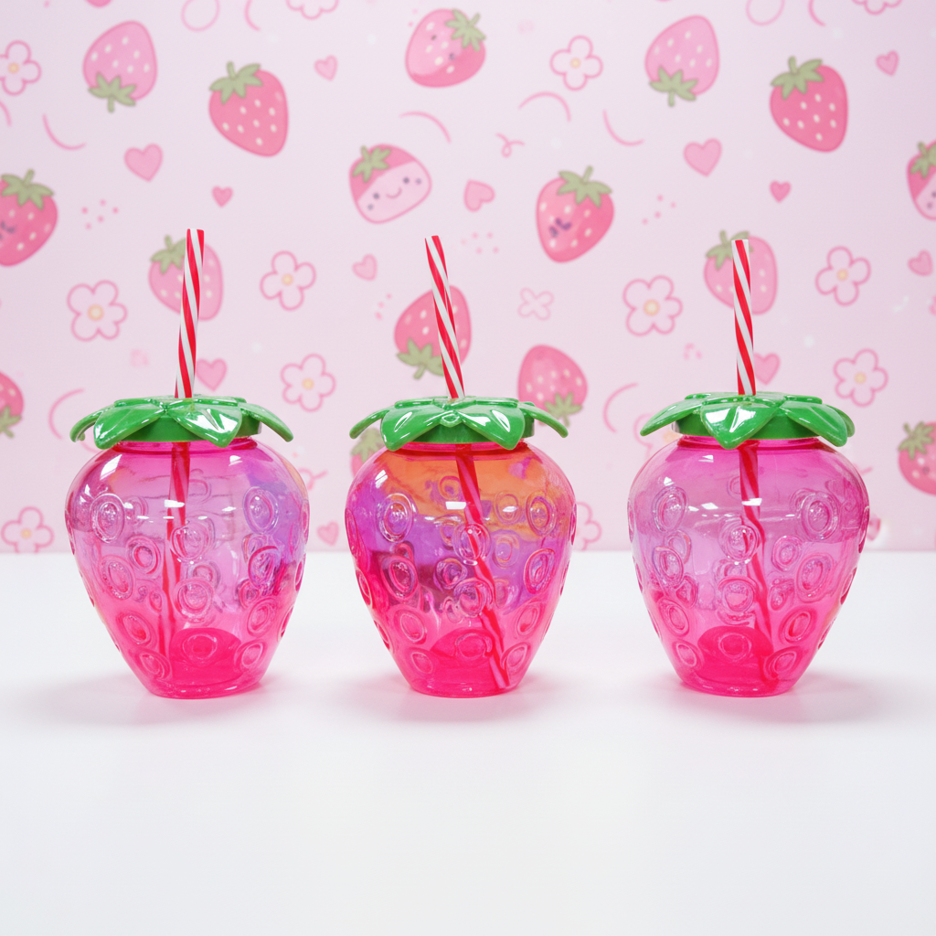 Vaso para Bebidas Chica de Fresa Traslucida 500ml