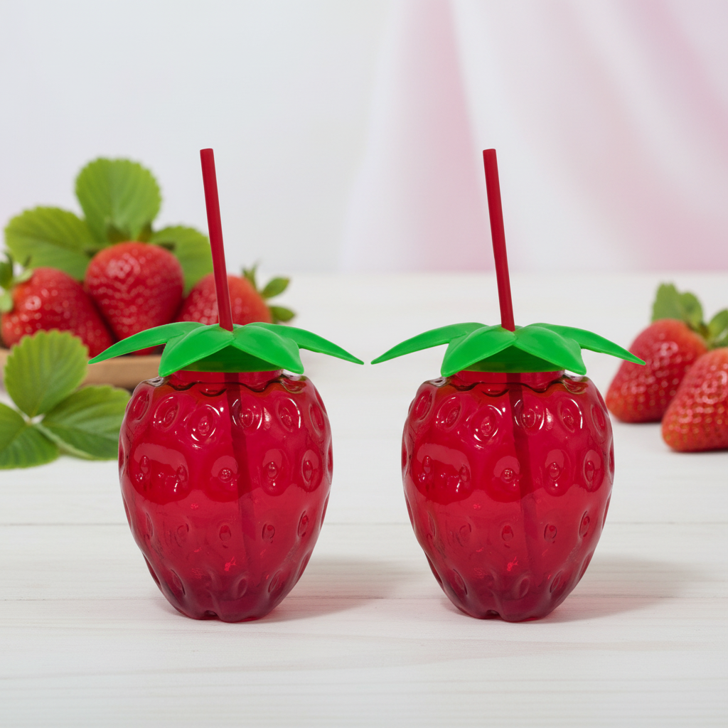 Vaso para Bebidas Grande de Fresa Traslucida 800ml
