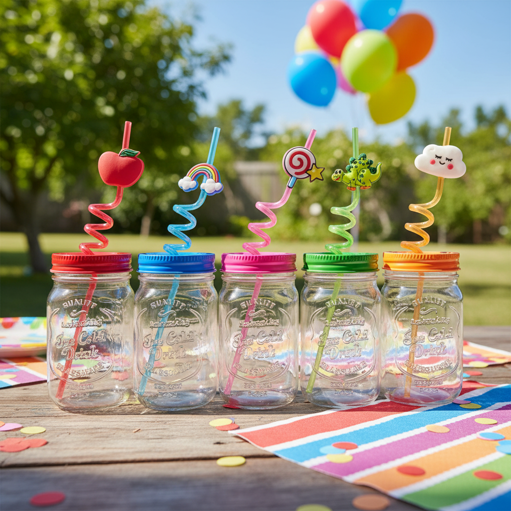 Tarro Mason Jar 500ml con Popote Espiral