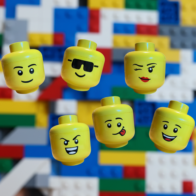 Cabeza tipo Lego Emoji - 17 x 20 cm