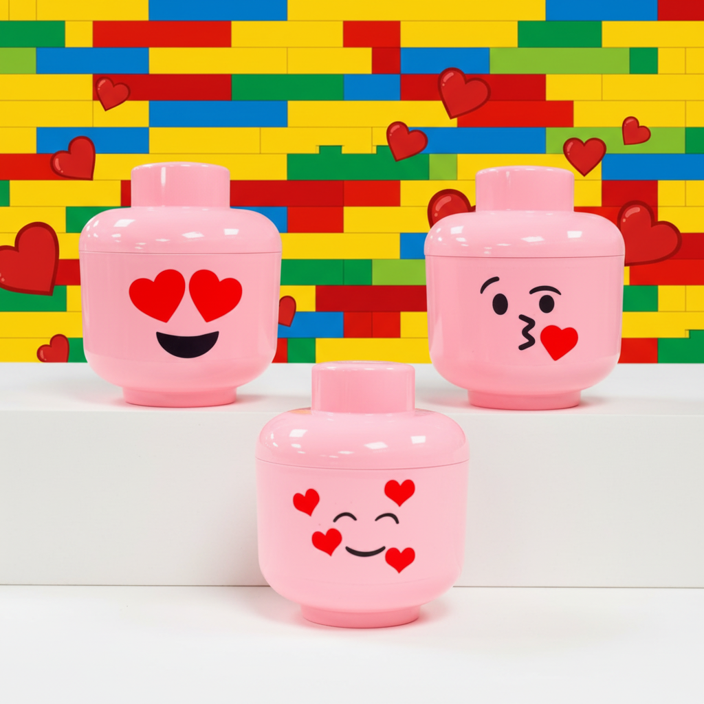 Dulcero Cabeza de Lego Emoji Corazones