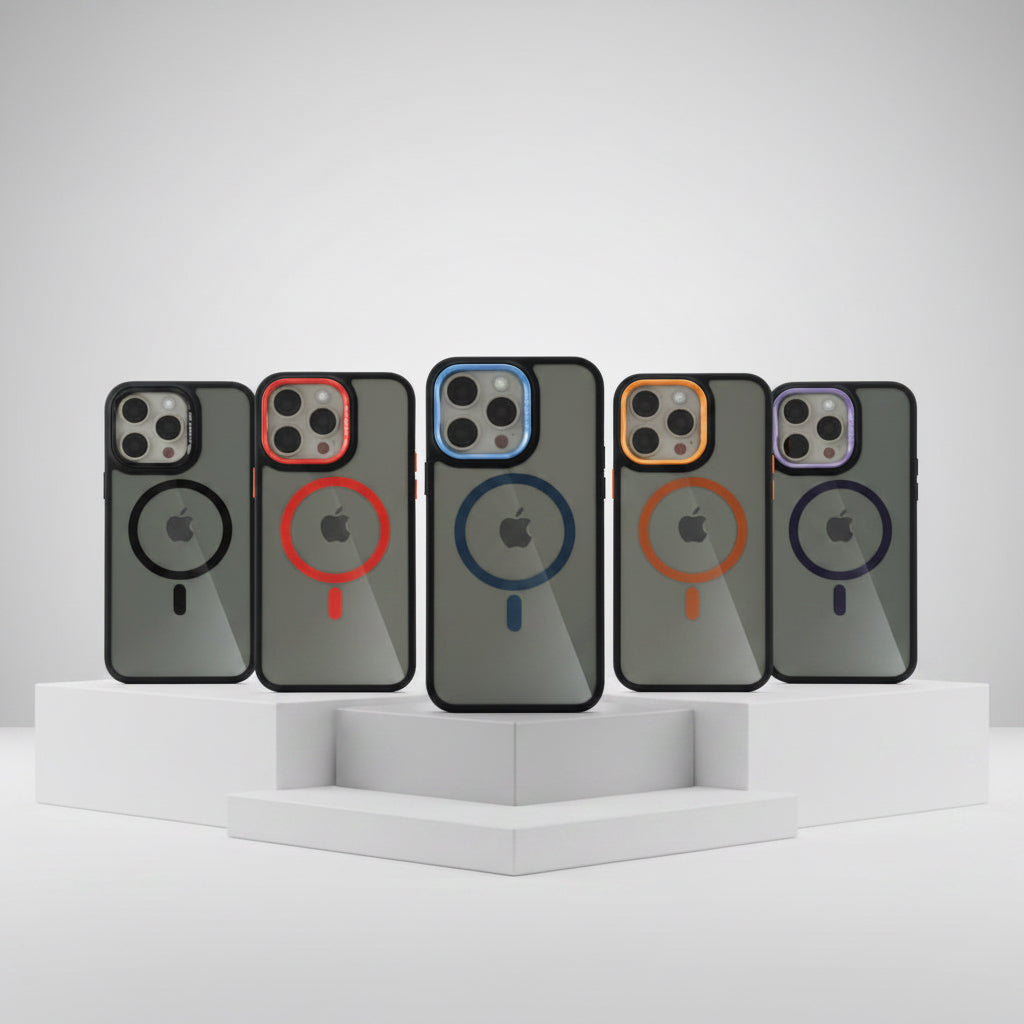 Funda Case Kimo Iron Tech para iPhone con Botones Metalizados, Bordes de Goma Texturizados y MagSafe
