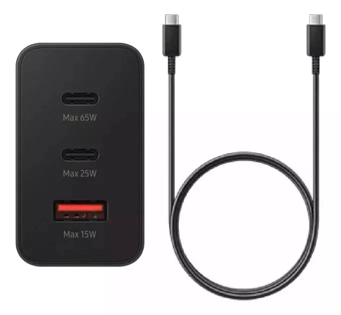 Cargador 65W Adaptador Duo C y USB Cable C a C - Samsung