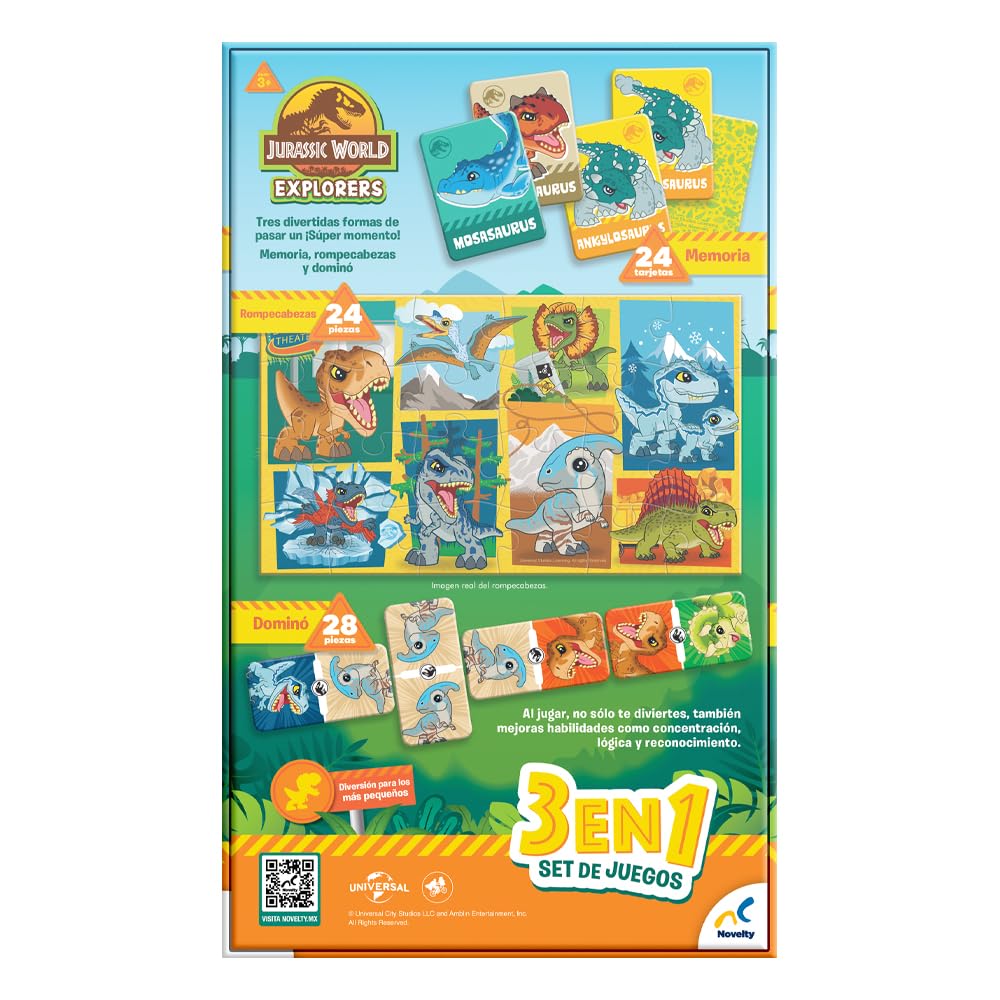 3 en 1 Jurassic World - Juego de Mesa