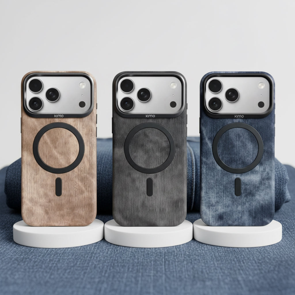 Funda Case Kimo Denim para iPhone con Tela Tipo Mezclilla, Acabado Texturizado, Diseño Fashion y MagSafe