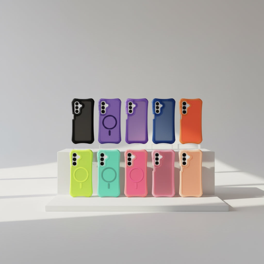 Funda Case Kimo Lumina para iPhone y Android Traslúcida con Material Amortiguador, Protección 3 en 1, Bordes de Color y Aro Magnético Compatible con MagSafe