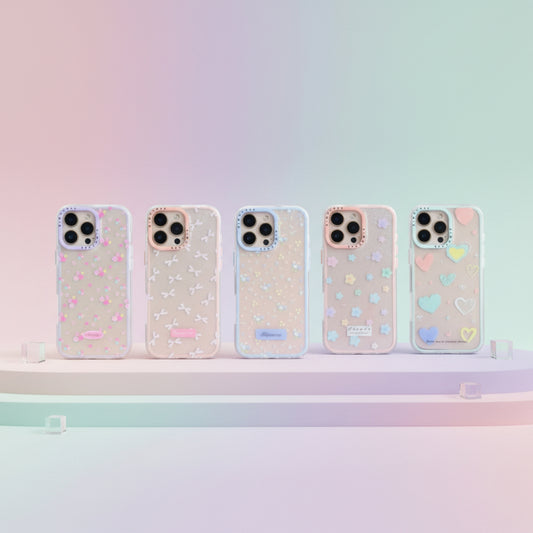 Funda Case Kimo Bubble Bloom para iPhone y Oppo Transparente con Glitter, Diseños Cute, Burbuja de Aire y Textura Suave