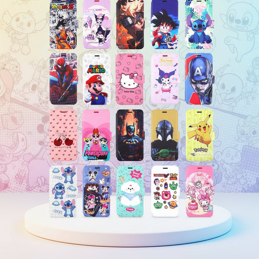 Cartera Funda Universal para Celular de 5.3 a 6.8 Pulgadas con Diseños de Personajes, Protección Completa y Modo Lectura