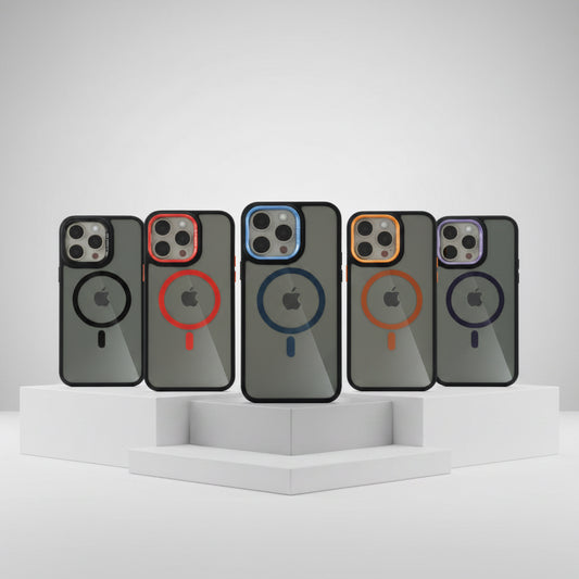 Funda Case Kimo Iron Tech para iPhone con Botones Metalizados, Bordes de Goma Texturizados y MagSafe