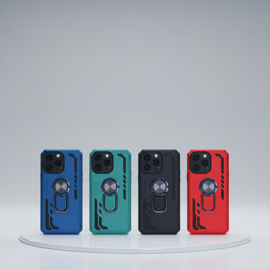 Funda Case Kimo Droid Case para iPhone y Android de Uso Rudo con Material Amortiguador, Anillo Metalizado, Bisel Elevado y Protección contra Caídas