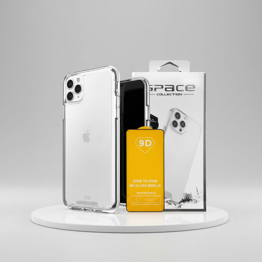 Funda Case Space para iPhone y Android Transparente Súper Resistente con Mica 9D Incluida, Protección Reforzada y Diseño Elegante