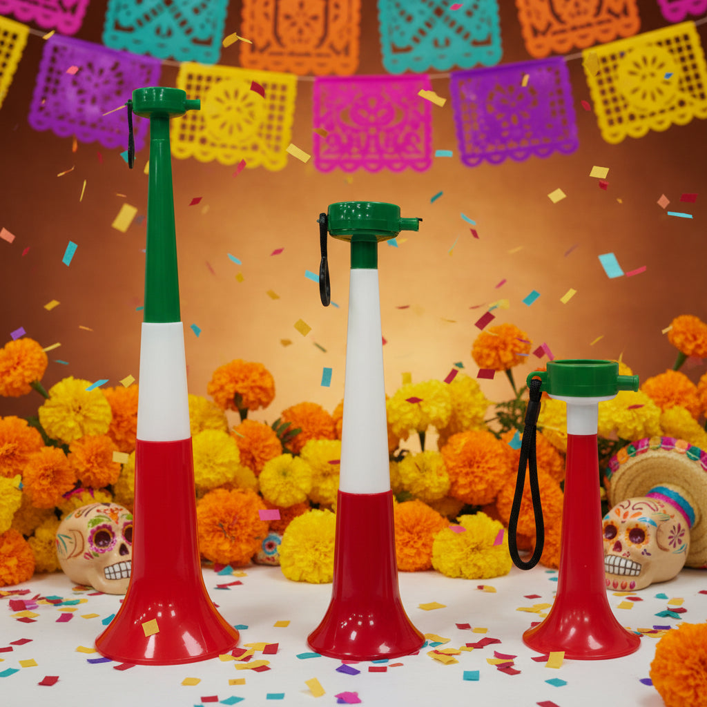 Corneta Tricolor Mediana Ideal para Fiestas Patrias y Eventos