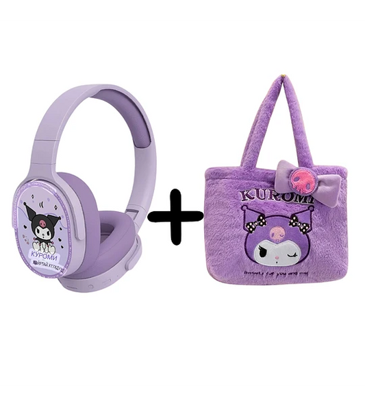 Audifonos Diadema Kuromi KT300 con Bolsa