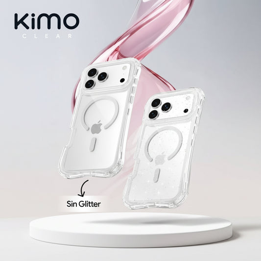Funda Case Kimo Clear para iPhone y Android Transparente 3 en 1, Delgada y Ligera, Disponible con o sin Glitter